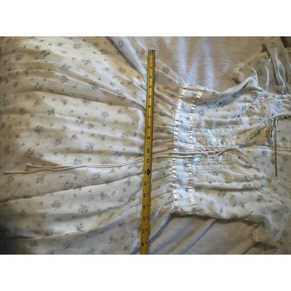Gunne Sax Cream Maxi Dress The “Blue Rose Calico Lace-Up Prairie Gown - Picture 13 of 16